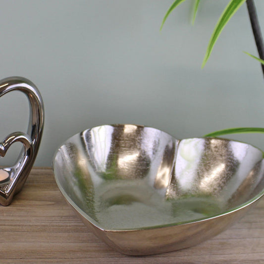 Silver Metal Heart Shaped Decorative Bowl - Ashton and Finch