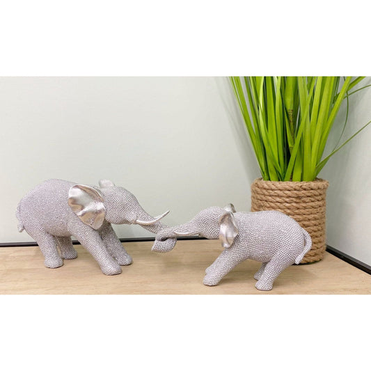 Silver Beaded Elephants Two Piece Mother & Calf - Ashton and Finch