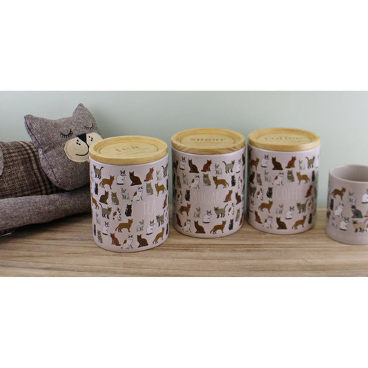 Ceramic Cat Design Tea,Coffee & Sugar Canisters - Ashton and Finch