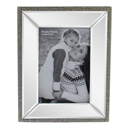 4 x 6 Mirrored Freestanding Photo Frame With Crystal Detail - Ashton and Finch