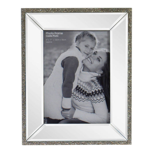 5 x 7 Mirrored Freestanding Photo Frame With Crystal Detail - Ashton and Finch
