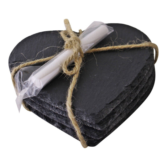 Set of 4 Slate Heart Coasters With Chalk - Ashton and Finch