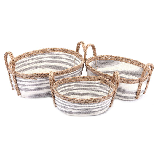 Set of Three Stripey Oval Storage Baskets - Ashton and Finch