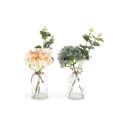 Set of Two Hydrangea in Glass Vases - Ashton and Finch