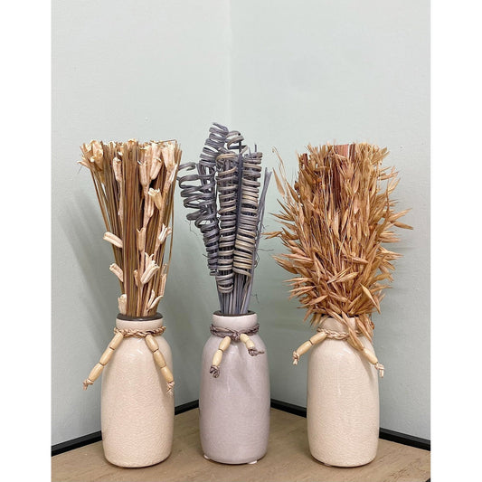 Set Of Three Dried Deco In Vases - Ashton and Finch