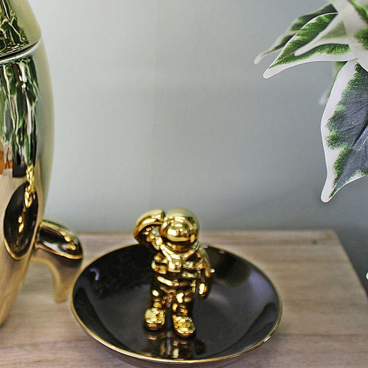 Black & Gold Ceramic Spaceman Trinket Dish - Ashton and Finch