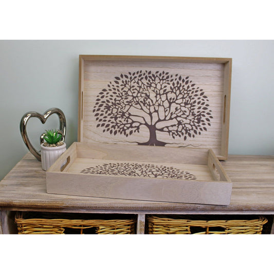 Set Of 2 Tree Of Life Wooden Trays - Ashton and Finch
