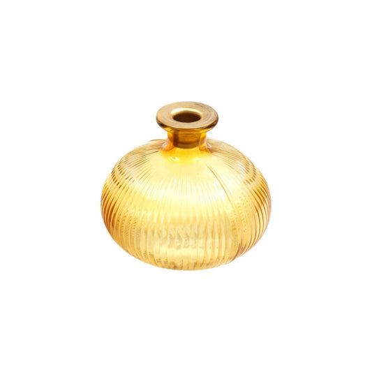 Yellow Ribbed Glass Candle Holder - Ashton and Finch