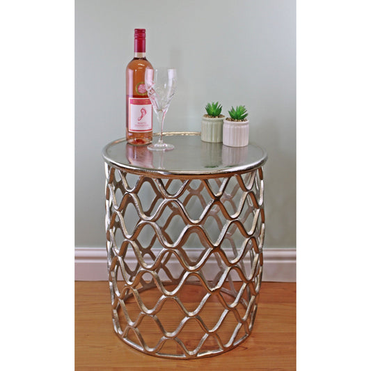 Decorative Silver Metal Side Table - Ashton and Finch