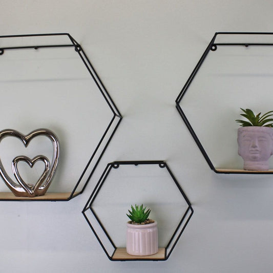 Set Of 3 Hexagonal Wall Shelves - Ashton and Finch