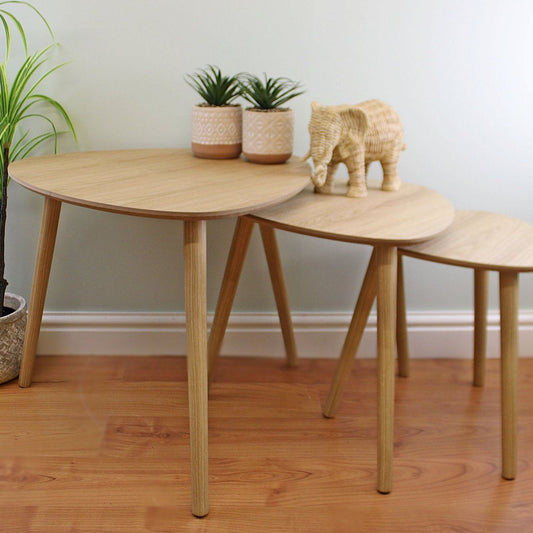 Set of 3 Oval Nest Of Tables, Wooden Finish - Ashton and Finch