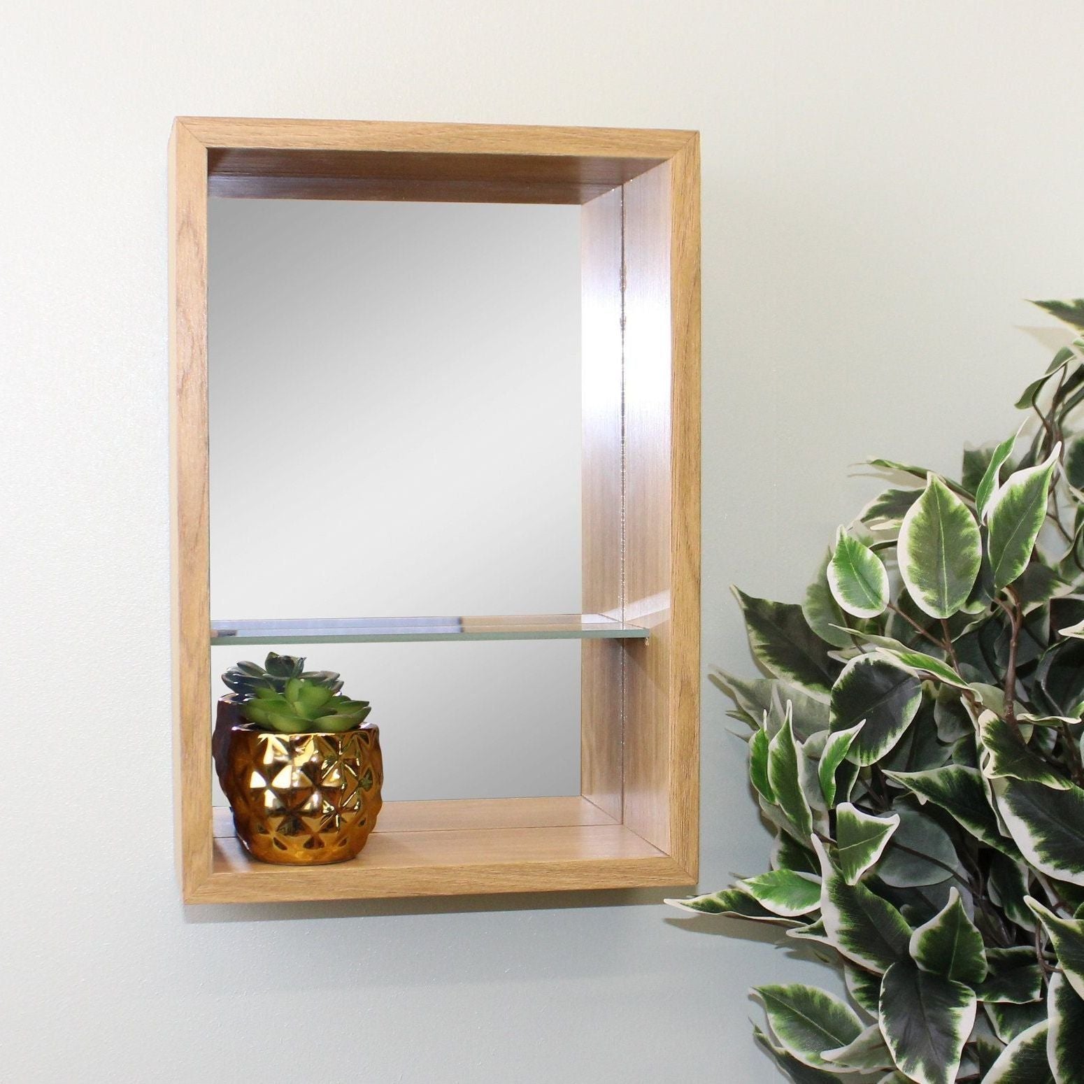 Small Veneered Mirror Shelf Unit, 31x21cm - Ashton and Finch