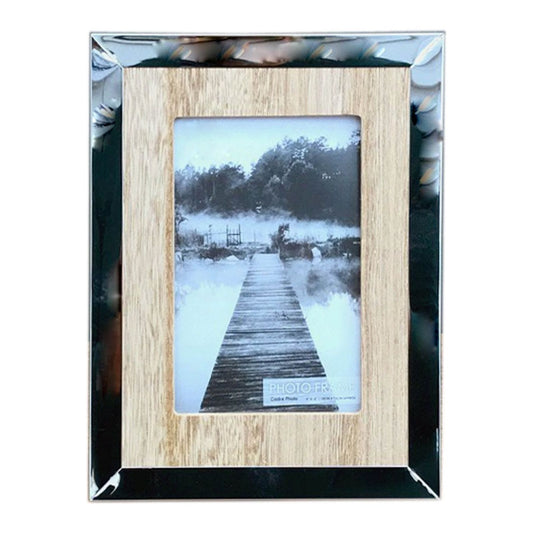 Wood And Silver Coloured Photo Frame 4" X 6" - Ashton and Finch