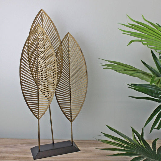 Three Leaf Metal Standing Ornament 51cm - Ashton and Finch