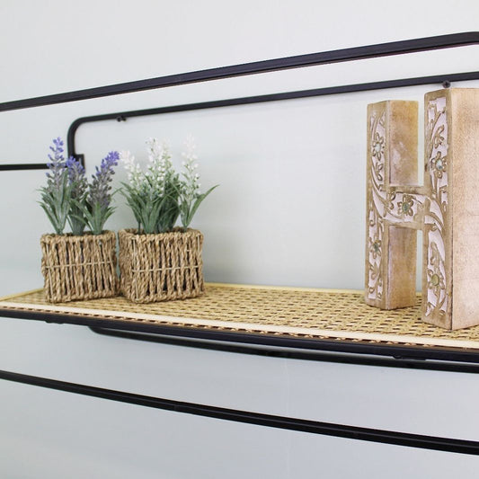 Large Wall Hanging Shelf Unit in Metal Weave Effect - Ashton and Finch