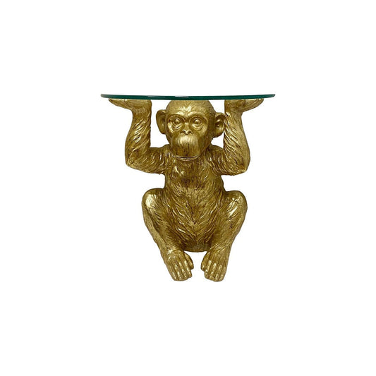 Gold Chimp With Glass Top Side Table - Ashton and Finch