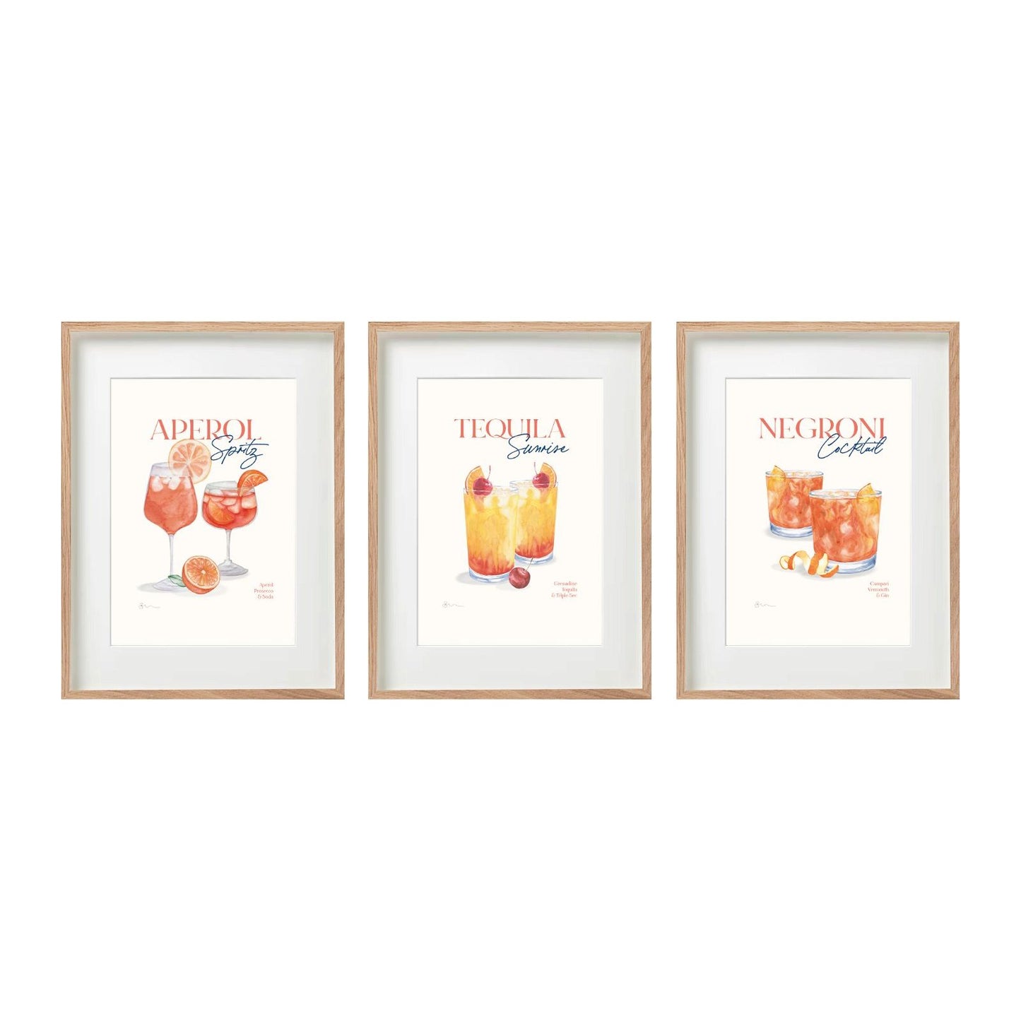 Set of Three Cocktail Recipe Wall Art in Frames - Ashton and Finch