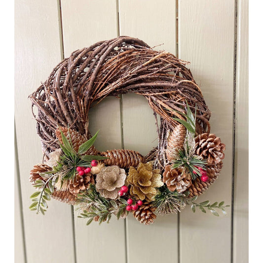 Twisted Pine & Berry Botanical Christmas Wreath 35cm - Ashton and Finch