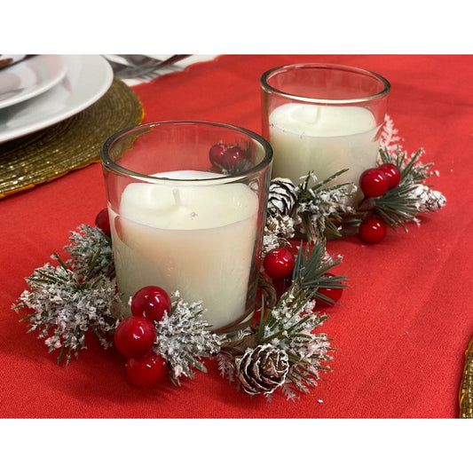White Set Of 2 Candle Pots With Wreath - Ashton and Finch