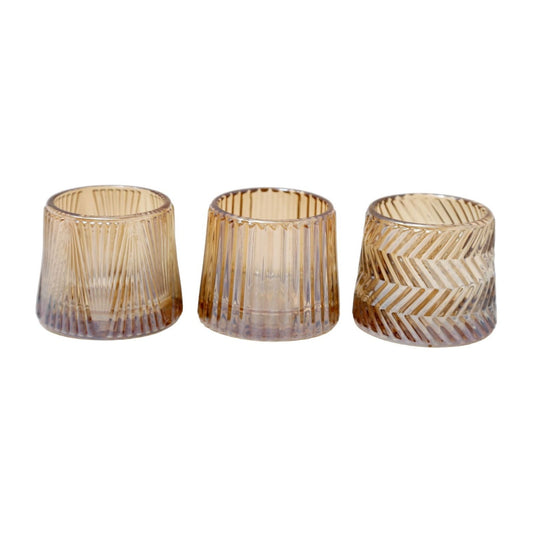 Trio of Glass Tealight Holders Bronze - Ashton and Finch