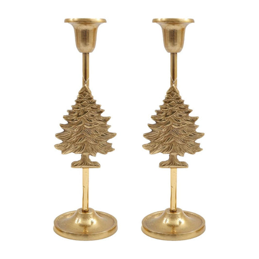 Gold Christmas Tree Candle Stick Holder - Ashton and Finch