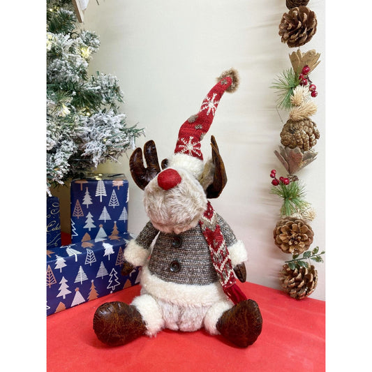 Sitting Reindeer With Knitted Coat - Ashton and Finch