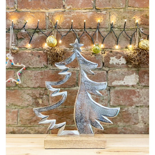 Silver Metal Tree On Wood Base - Ashton and Finch