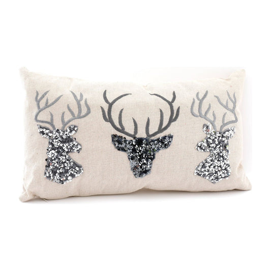 Silver Embellished Reindeer Cushion - Ashton and Finch