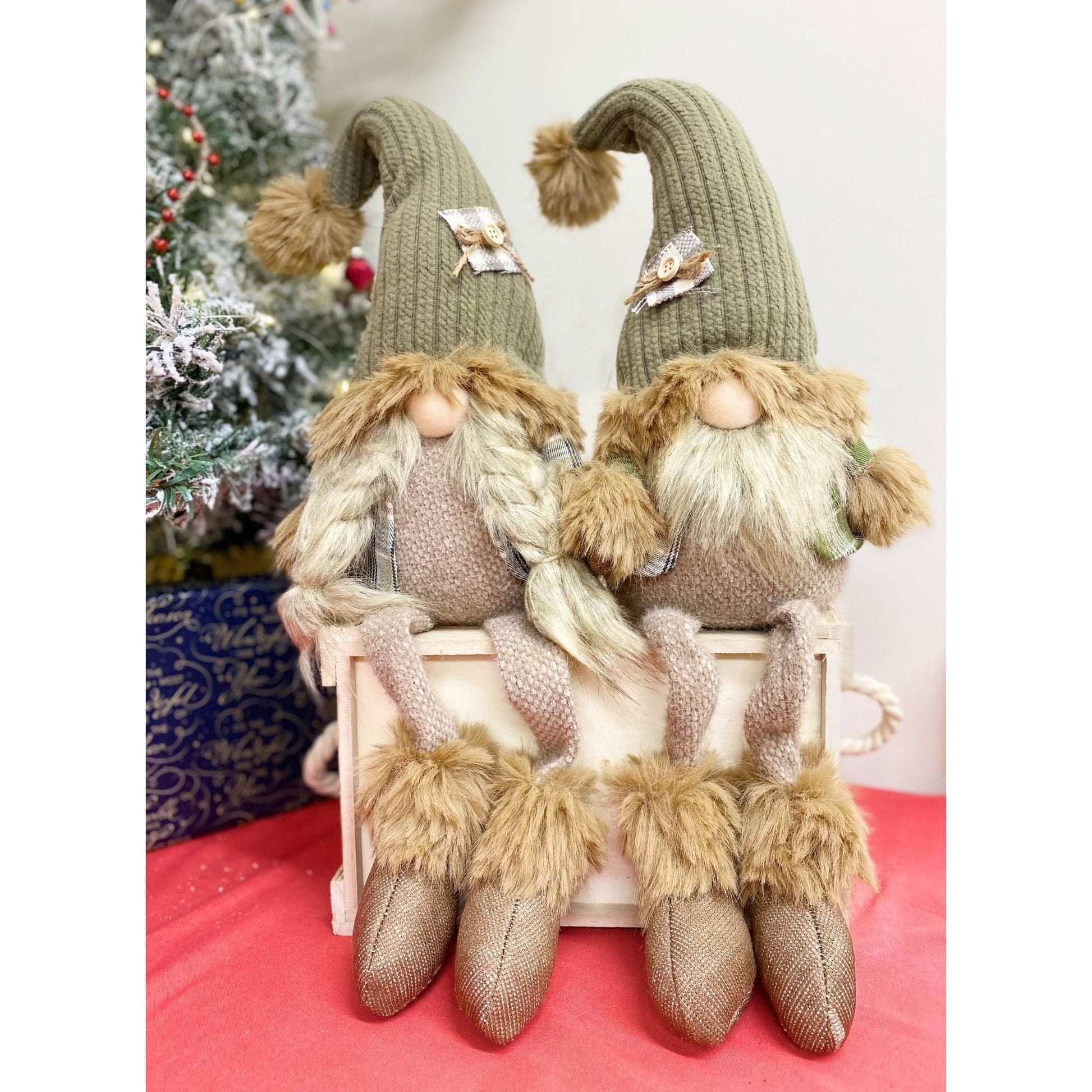 Sitting Mr & Mrs Santa Gonks With Dangly Legs - Ashton and Finch
