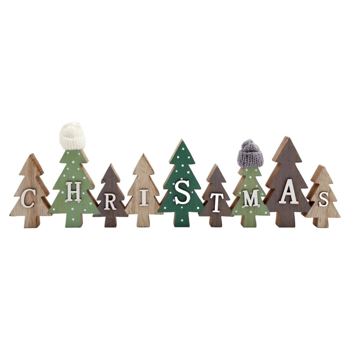 Row of Christmas Trees Decoration With Hats Green - Ashton and Finch