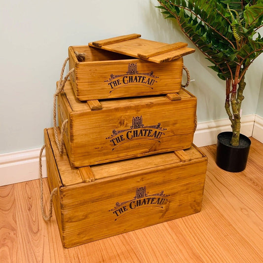 Set Of 3 The Chateau Rustic Vintage Crates - Ashton and Finch
