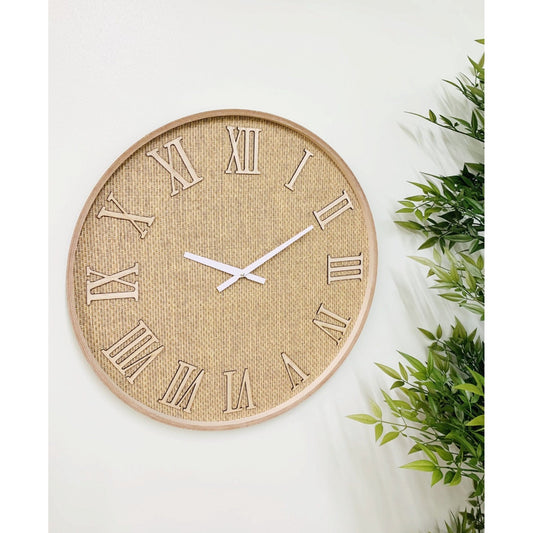 Serenity Hessian Woven Wall Clock 50cm - Ashton and Finch