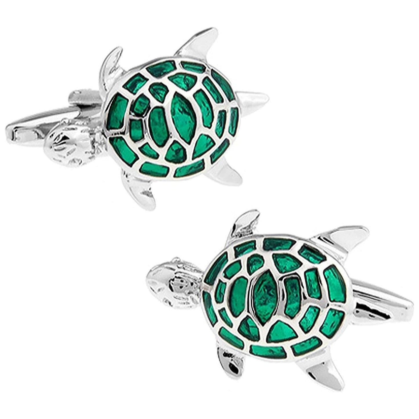 Silver and Green Turtle Cufflinks  | Ashton and Finch