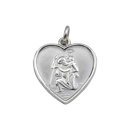 Sterling Silver Heart Shaped St Christopher Necklace  | Ashton and Finch