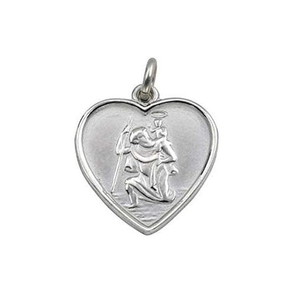 Sterling Silver Heart Shaped St Christopher Necklace  | Ashton and Finch