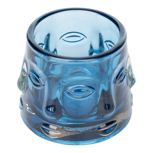 Blue Glass Face Design Candle Holder - Ashton and Finch