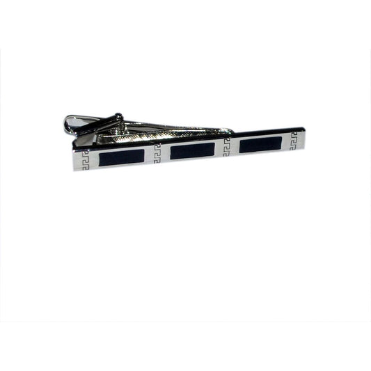 Tie Clip With Black Inserts and Pattern  | Ashton and Finch