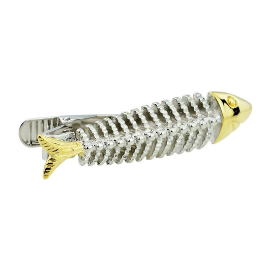 Two Tone, 3D Fish Bones/Skeleton Tie Clip  | Ashton and Finch
