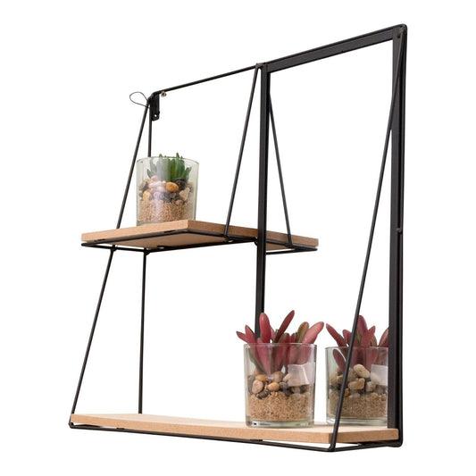 Black Metal Mirror With Two Shelves 40.5cm - Ashton and Finch