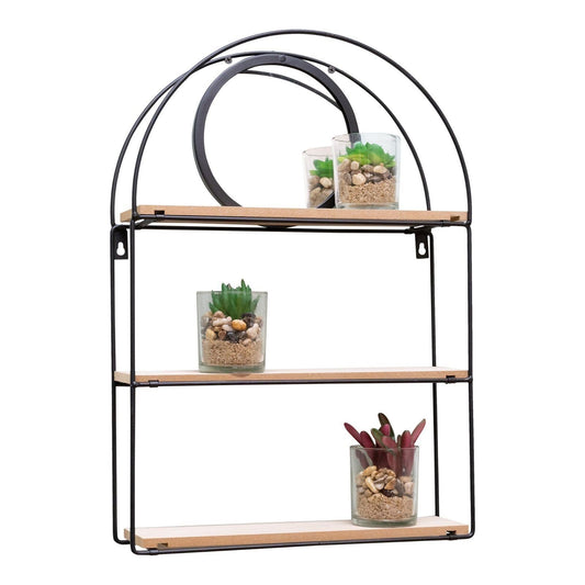 Black Metal 3 Shelves with Mirror - Ashton and Finch