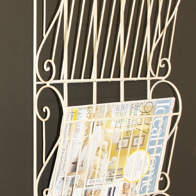 Cream Scroll Wall Hanging 3 Section Magazine Rack - Ashton and Finch