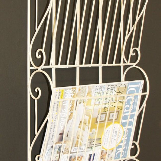 Cream Scroll Wall Hanging 3 Section Magazine Rack - Ashton and Finch