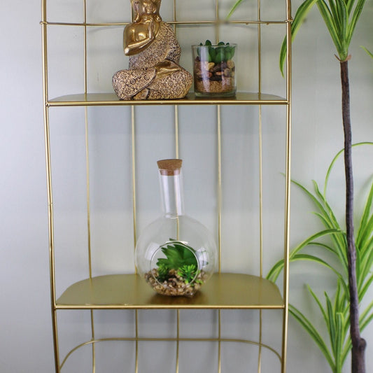 Gold Metal Wall Double Storage Shelf, Basket Design - Ashton and Finch