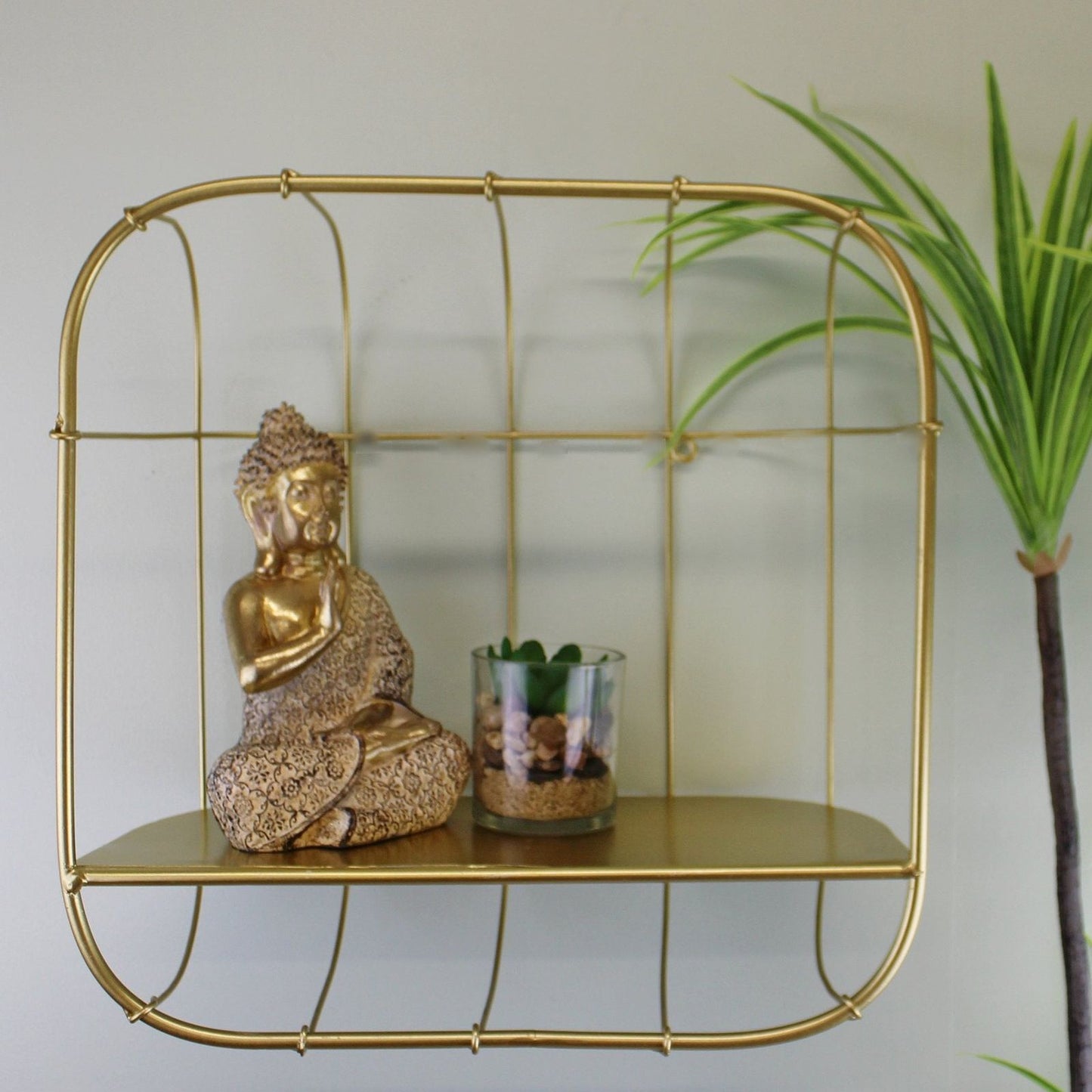 Gold Metal Wall Storage Shelf, Basket Design - Ashton and Finch