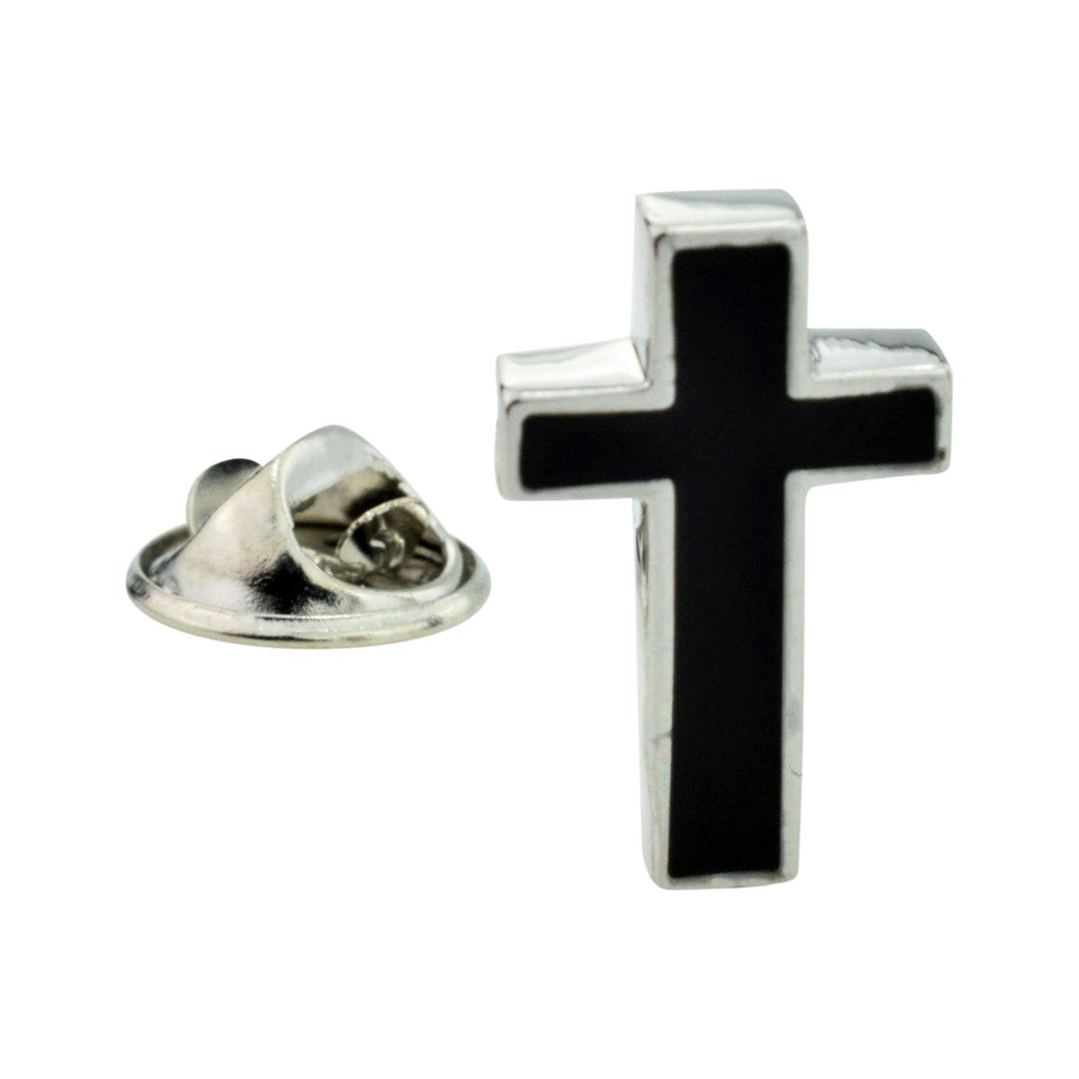 Black Christian Cross Lapel Pin Badge - Ashton and Finch