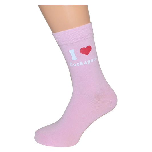 I Love Cockapoos Ladies Pink Socks - Ashton and Finch