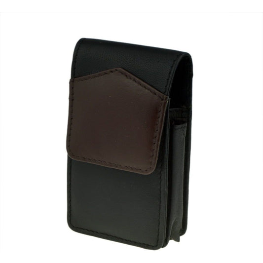 Black & Brown Leather Cigarette Packet Holder with Lighter Holder - Ashton and Finch