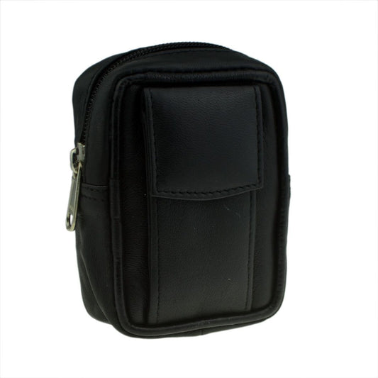 Black Leather Cigarette Packet Holder with Accessory Holder and Belt Loop - Ashton and Finch