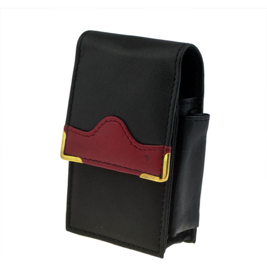 Black & Red Hill Leather Cigarette Packet Holder with Lighter Holder - Ashton and Finch