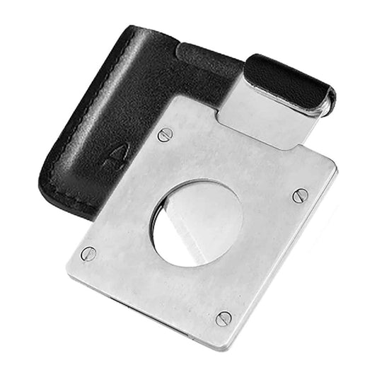 Angelo Stainless Steel Square 48 Ring Gauge Cigar Cutter In Leather Pouch - Ashton and Finch